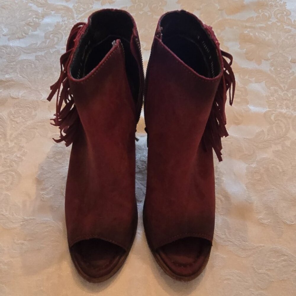 Women's Liberty Black Rojo Concho Fringe Peep Toe Booties - Picture 3 of 11